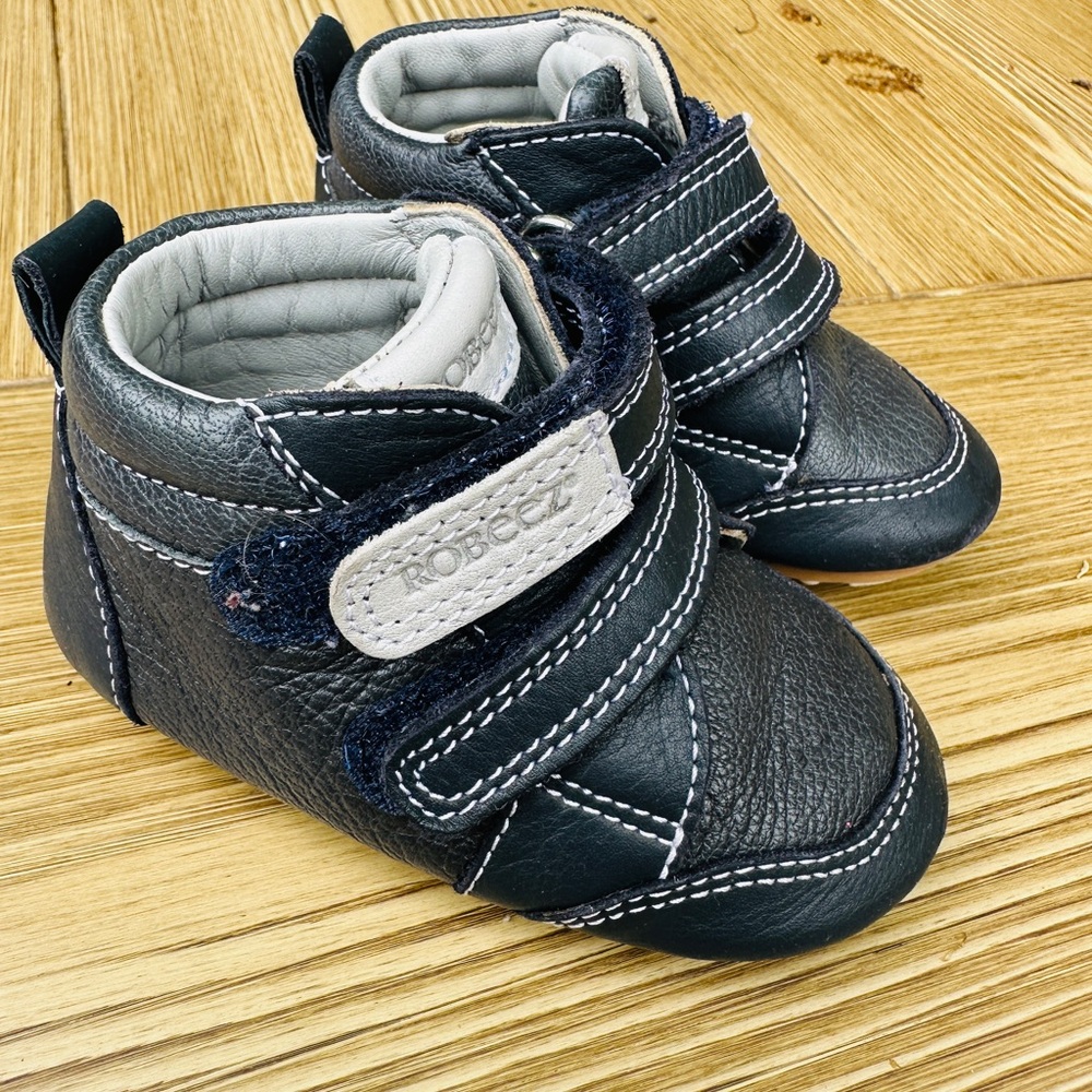 Robeez Navy Leather Toddler Shoes